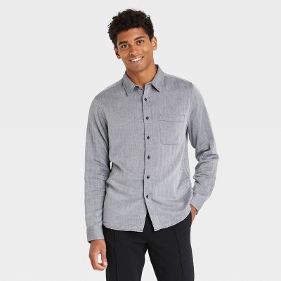 Men's Standard Fit Double Weave Long Sleeve Button-Down Shirt - Goodfellow & Co™