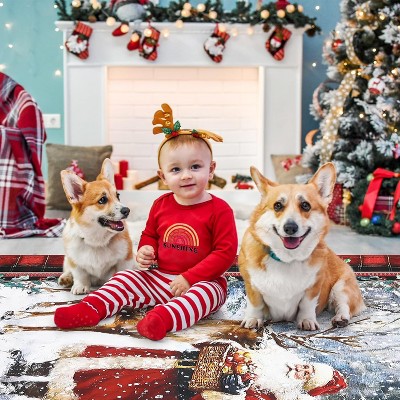 GustoWave Christmas Santa Claus Area Rugs and Floor Mats for Living Room Bedroom Office Holiday Decor