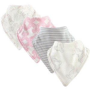 Touched by Nature Baby Girl Organic Cotton Bandana Bibs 4pk, Bird, One Size - 1 of 1