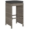vidaXL Gray Patio Bar Stools with Cushions 4 pcs - Modern Poly Rattan Outdoor Garden Bar Stool, 29.9" H Powder-Coated Steel Frame - 4 of 4