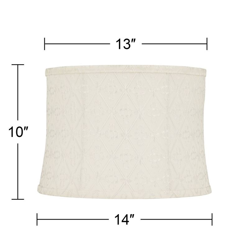 Springcrest Kolding Drum Lamp Shades White Medium 13" Top x 14" Bottom x 10" High Washer with Replacement Harp and Finial Fitting, 4 of 10