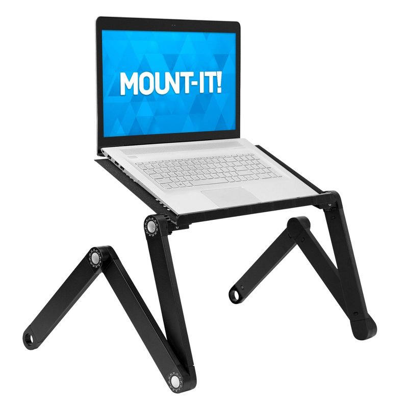 Mount-It! Adjustable Laptop Stand | Portable Standing Desk | Large Size Aluminum Bed Lap Tray Lightweight and Multi-Functional For Work, School & Home, 3 of 10