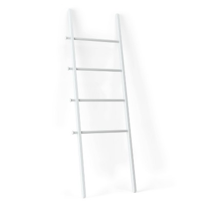 White Ash and Poplar Wood Blanket Ladder with Metal Bars