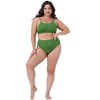 Agnes Orinda Women's Plus Size Ribbed Bikini Bandeau 2 Pcs Tankini Sets - 3 of 4