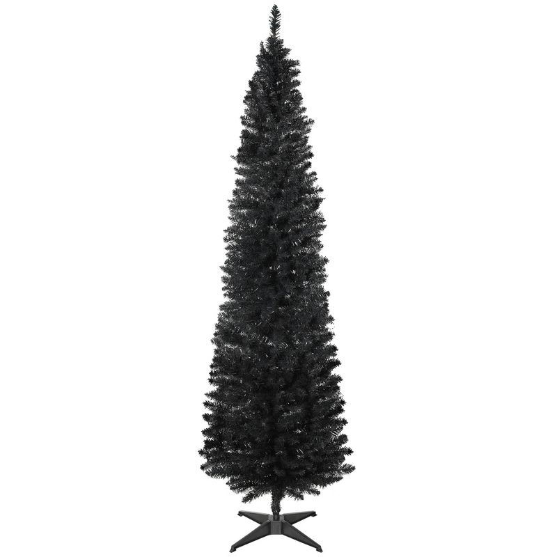 HOMCOM 7 FT Unlit Artificial Christmas Tree Slim Noble Fir with Realistic Branches and 499 Tips, Black, 4 of 10