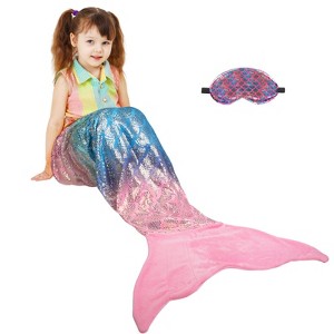 Catalonia Kids Mermaid Tail Blanket, Super Soft Plush Flannel Sleeping Snuggle Blanket for Girls, Gifts for Daughter - 1 of 4