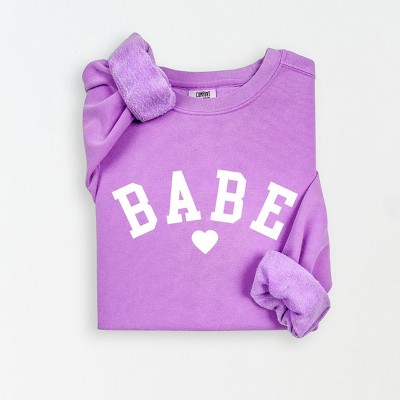 Simply Sage Market Women's Lightweight Garment Dyed Graphic Sweatshirt Babe Heart