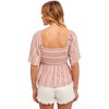 Knit & Lounge Women’s Smocked Flutter Sleeve Peplum Blouse Lightweight Woven Square Neck Short Sleeve Soft Top - 3 of 4