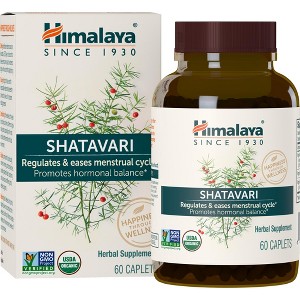 Himalaya Organic Shatavari for PMS, Menstrual Cramp Relief, Menopause Support, and Women's Health, 60 Caplets, 1 Month Supply - 1 of 4