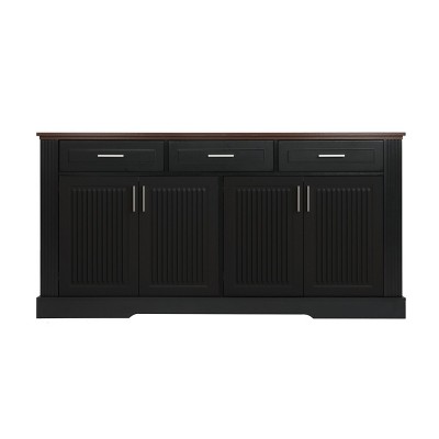 Panipeachy 63" Modern Fluted Sideboard Buffet Cabinet, 4 Doors and 3 Drawers, Black Kitchen and Dining Storage Cabinet for Living Room or Entryway — фото 5