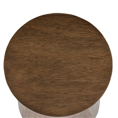 16" Walnut Mango Wood Cinched Drum Table