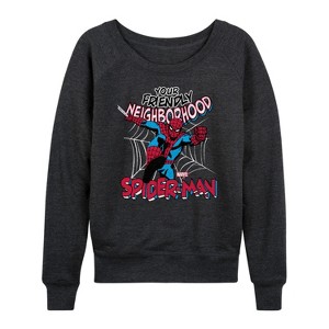 Women's - Marvel - Friendly Neighborhood Spider-Man Lightweight French Terry Wide Neck Long Sleeve Shirt - 1 of 4