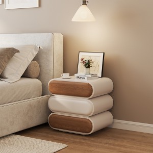 360° Rotating 3-Tier Nightstand with Soft-Close Drawers, Modern Bedside Table - 1 of 4