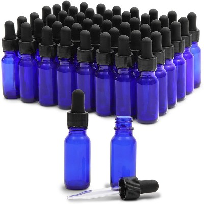 Photo 1 of 48 Pack 0.5oz Cobalt Blue Glass Bottles with Glass Droppers for Essential Oils and Perfumes