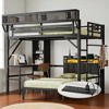 Mshliw Full over Twin Metal Bunk Bed with Desk, Bookshelves, Guardrails and Ladder, Detachable Loft Bed with Storage Shelves - 2 of 4