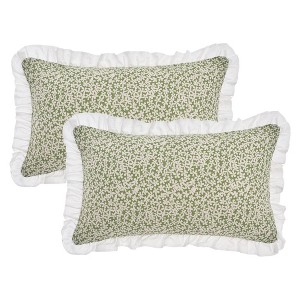 REGALWOVEN Fade-Resistant Leaf Print Ruffled Trim Bohemian Throw Pillow Cases 2 Pcs - 1 of 4