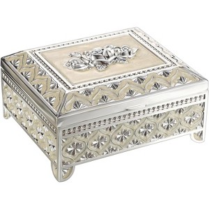 Vintage Metal Jewelry Box Floral Gorgeous Jewelry Trinket Box for Ring Earrings Necklace - 1 of 4