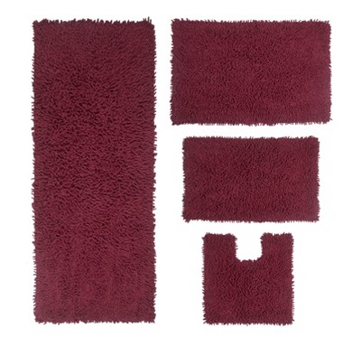 Fantasia Bath Rug Collection Cotton Shaggy Pattern Tufted Set of 4 Bath Rug Set - Home Weavers
