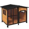 Akoasm Cabin-Style Wooden Dog House & Cage With Openable Asphalt Roof & Giant Window Outdoor & Indoor-Yellow - 4 of 4