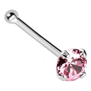 Jewelry Avalanche 22G 14K Gold Ball-end Nose Stud with Pink Tourmaline Gemstone - 1 of 2