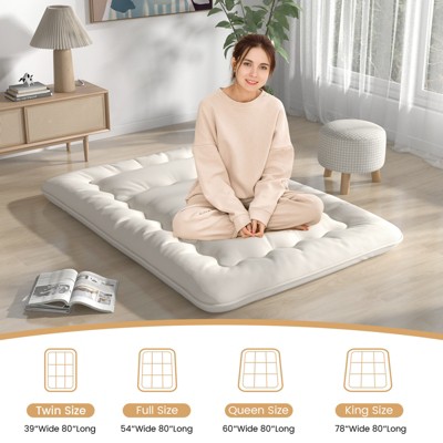 Beige Full Futon Mattress with Washable Cover and Carry Bag