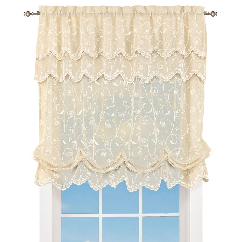 Collections Etc Sheer Scroll Balloon Curtain Shade, Single Panel,, 1 of 4