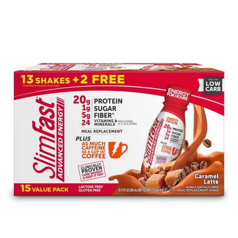 Slimfast Advanced Energy High Protein Meal Replacement Shakes - Caramel ...