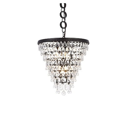 Nordic Black and Clear Crystal 5-Light Pendant Chandelier