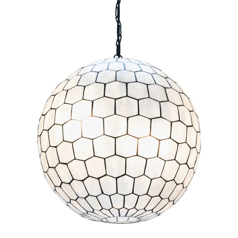 Storied Home Capiz Honeycomb Globe Pendant Light Capiz White Seashells , 4 of 6