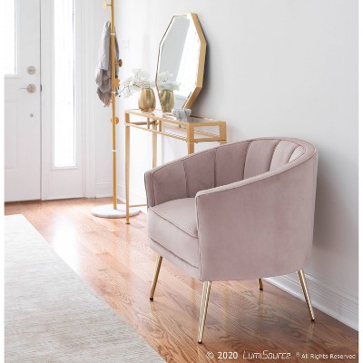 Blush Pink Velvet Barrel Accent Chair with Metal Legs