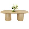 86 inch Cylindrical Double-base Oval Black Dining Table with 8 Dining chairs Suitable for Dining Room / Living Room - 3 of 4