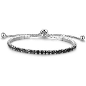 Sterling Silver Birthstone Tennis Bracelet, 2.5mm Adjustable 9 Inch Bolo Bracelet, Birthday Gift for Women Mom Wife - 1 of 4