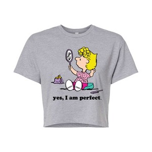 Women's - Peanuts - Yes I Am Perfect Sally Cropped Graphic T-Shirt - 1 of 4
