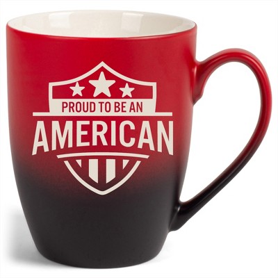 100 North United States 10 Ounce Red and Black Two Toned Ombre, Comfortably Fits Your Hands, Ceramic Tea Coffee Cup Mug, Proud To Be An American