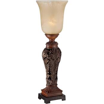 Regency Hill Traditional Accent Table Lamp 24" High Double Bronze Alabaster Glass Shade for Bedroom Living Room Nightstand Bedside
