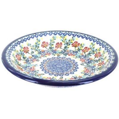 Blue Rose Polish Pottery Crown of Flowers Soup Plate