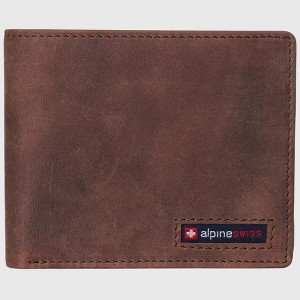 Alpine Swiss Mens Nolan Bifold Commuter Wallet Cowhide Leather RFID Safe Comes in a Gift Box - 1 of 4