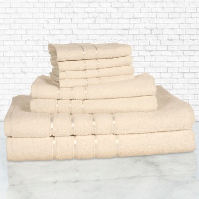 Bone Cotton Plush 8-Piece Bath Towel Set