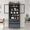 Whisen 78" Freestanding Kitchen Pantry, Tall Cupboard Storage Cabinet with Adjustable Shelves, 3-Drawers - 2 of 4
