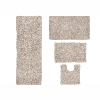 Fantasia Bath Rug Collection Cotton Shaggy Pattern Tufted Set of 4 Bath Rug Set - Home Weavers