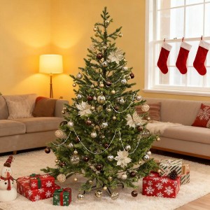 QingMoon 6.5FT Hinged Christmas Tree, Artificial Cedar Xmas Tree with 1933 Branch Tips Suitable for Home and Office Holiday Decorations - 1 of 4