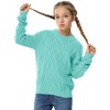 Girls Long Sleeve Cable Knit Sweater Crewneck Pullover Sweaters Kids Chunky Cute Fall Jumper Tops - 2 of 4