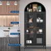 73" Tall Metal Arched Storage Cabinet with Glass Doors, Modern Kitchen Pantry & Cupboard for Living/Dining Room, 2 Adjustable Shelves - 3 of 4