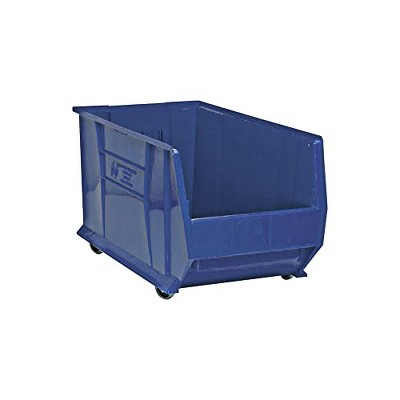 Blue Plastic Mobile Storage Bin with Optional Dividers 29.875" x 16.5" x 21"