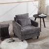 Deja Wood Frame Chenille Accent Chair, Modern Armchair for Living Room - Maison Boucle - 3 of 4