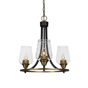 Toltec Lighting Paramount 3 - Light Chandelier in  Matte Black/Brass with 5" Clear Bubble Shade - 1 of 1