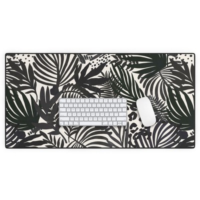 Marta Barragan Camarasa Wild abstract jungle on black Desk Mat - Deny Designs