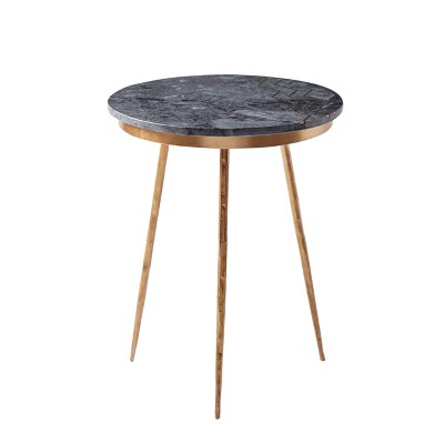 Side Table, Round With Gray Top and Gold Legs - Olivia & May