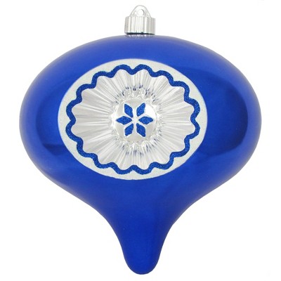 Christmas by Krebs Azure Blue and White Reflector Onion Shatterproof Christmas Ornament 8" (200mm)