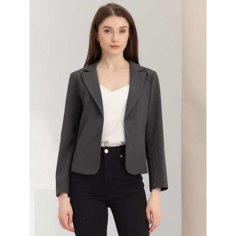 Allegra K Women's Open Front Office Work Long Sleeve Suit Blazer, 3 of 6